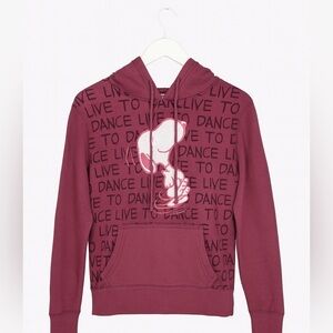 Peanuts/Snoopy Vintage Magenta Size Small Dancing Snoopy “Live to Dance" Hoodie